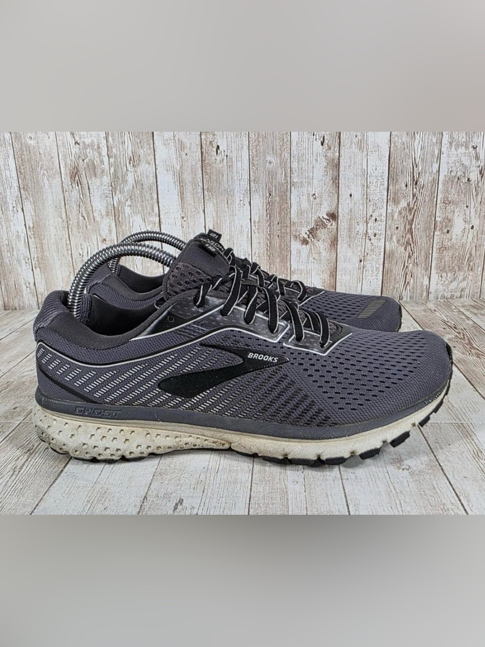 Brooks Ghost 12 Black Pearl Oyster Gray Running Sneakers Shoes-Mens 10 D Medium
